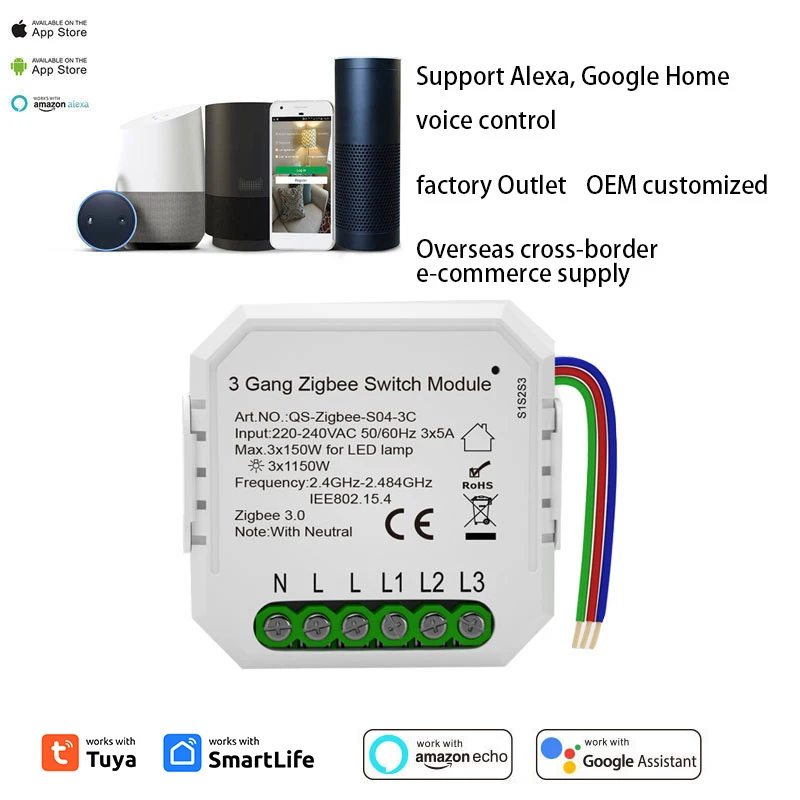 Tuya Smart Switch Draagbare Voice Control App Control 3 Bende Timers Werken Met Alexa Home Yandex Smart Switch