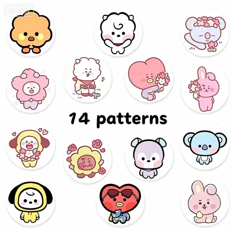500PCS BT21 Cute Cartoon Stickers K-pop Idol Merch for DIY Phone Case & Scrapbook Decoration - view 3