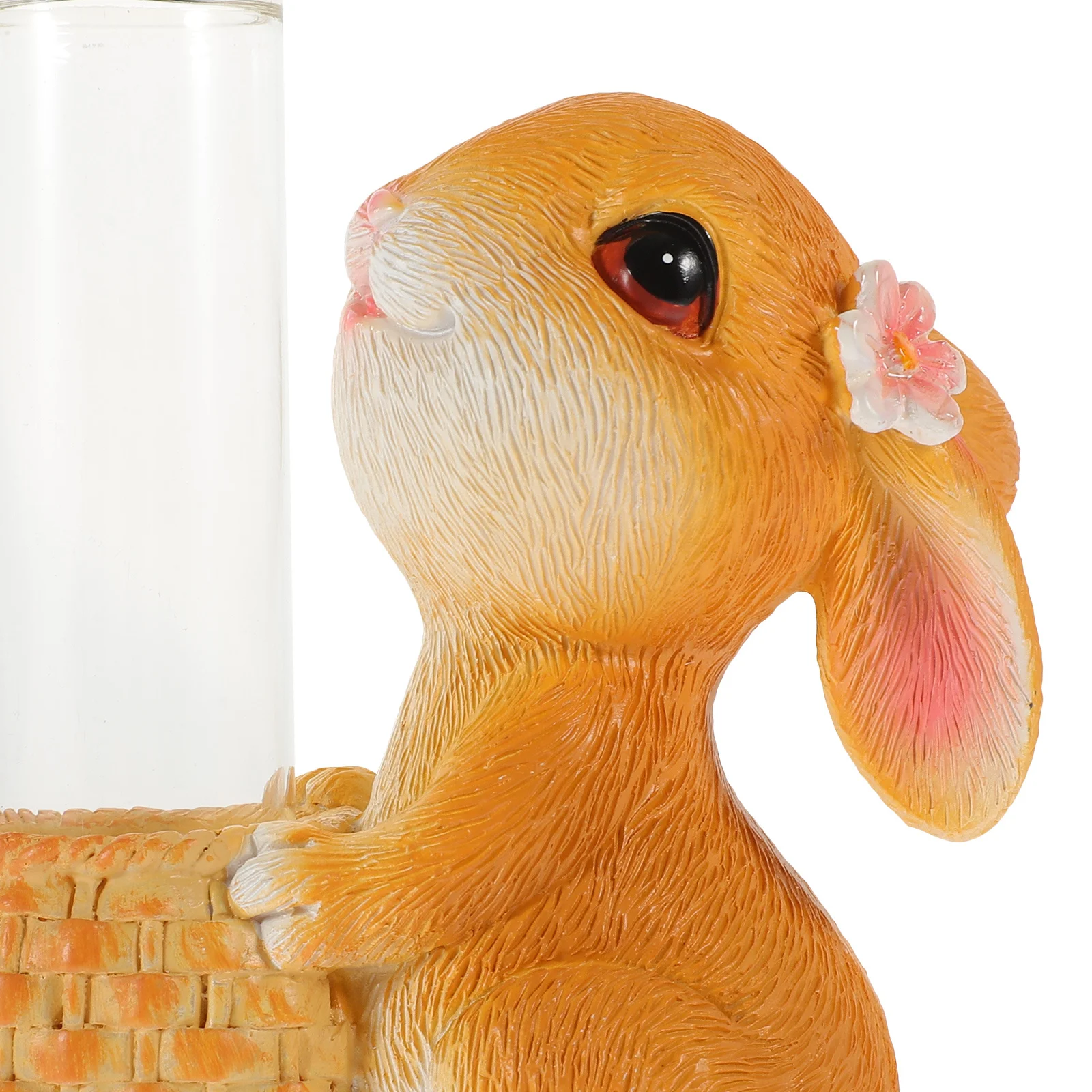 

1Set Rabbit Glass Vase Transparent Hydroponic Planter for Home Decor Resin Cartoon Bunny Holder Simple Elegant Flower Container