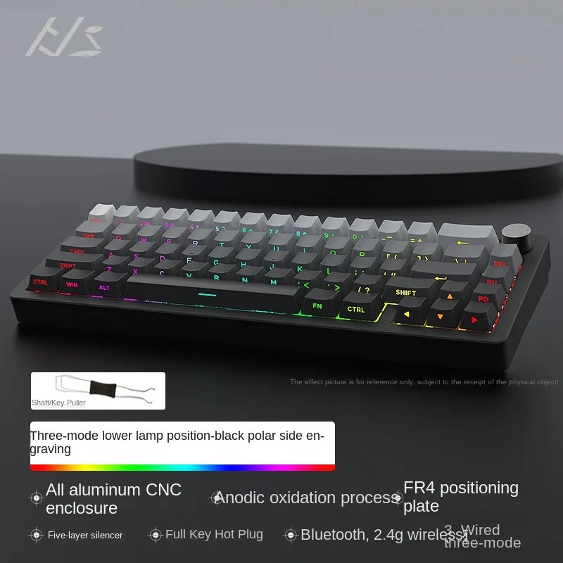 Spot Wholesale HJSDZHIAL65 the Third Mock Examination Mechanical Keyboard Kit Aluminum Lump RGB Wireless CNC Gradient
