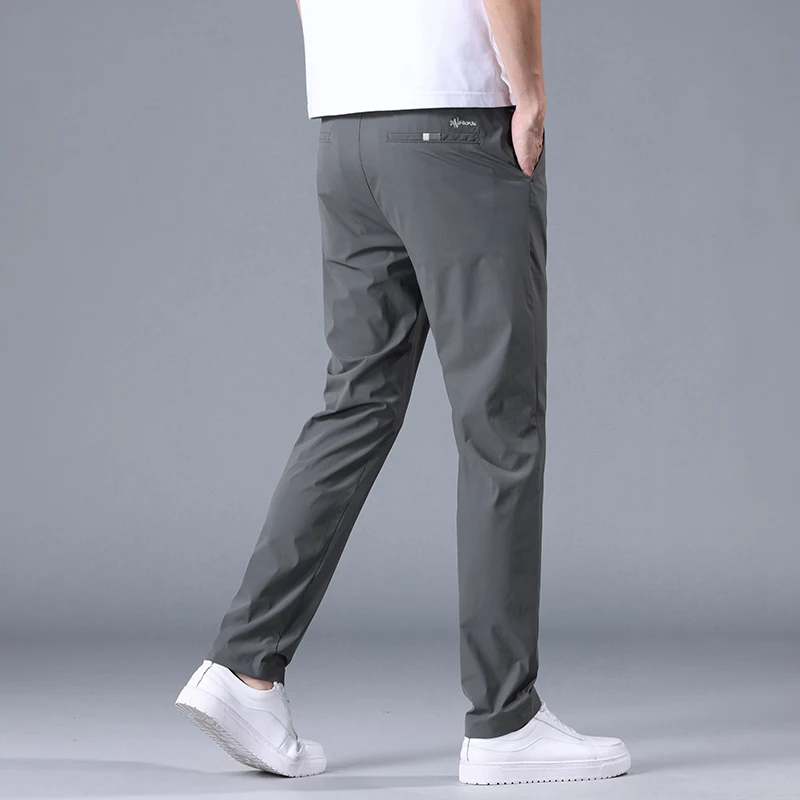 Terno reto solto casual masculino, calça comprida de elasticidade simples na moda, novo, verão, fino, 2024