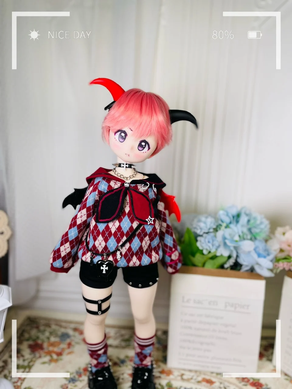 Bjd doll clothes are suitable for 4-point rabbit bean beast msd doll clothes, sneaky little devil 8-piece Halloween gift set