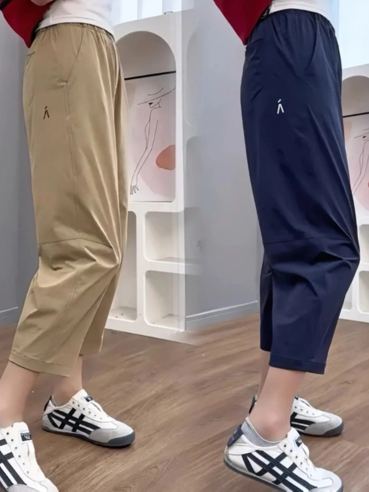 

Свободные брюки-харланы с высокой талией, прямые, быстросохнущие, повседневные, для полных женщин, для фигуры типа «груша», летние новинки