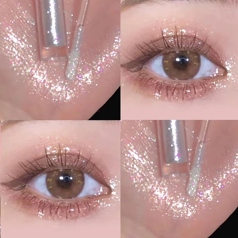Ombretto liquido Glitter perlato Trucco occhi portatile delicato per donna Alto pigmento Impermeabile Duraturo Non facile da sbiadire