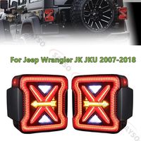 LED Tail Lights for Jeep Wrangler JK JKU 2007-2018 Unique X Shaped Design Smoked Lens
