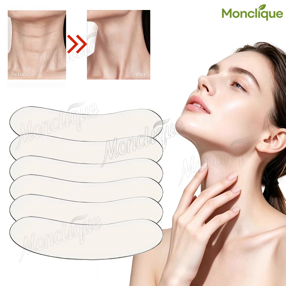 1/6PCS Reusable Silicone Anti-wrinkle Neck Patch Firming Lifting Gel Patch Anti-aging Remove Fine Lines Portable Neck Massager