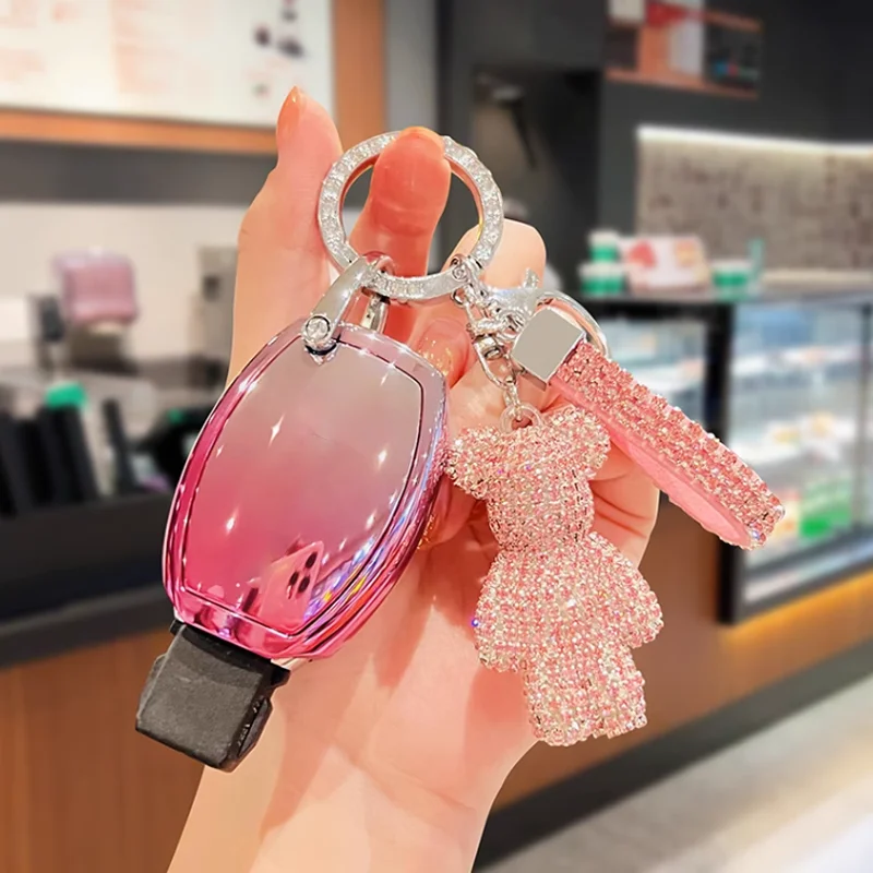 

Romantic Pink Key Case for W204 for Mercedes Benz Accessoires 3 Button Smart Remote Car Key Case Cover Fob Bag Keyring Keychain