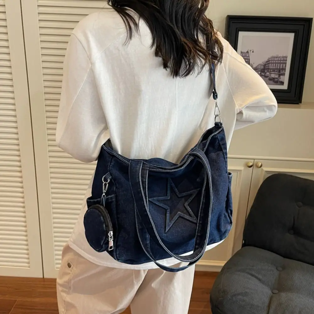 

Fashion Vintage Women Tote Bags Y2k Large Capacity Messenger Bags Denim Harajuku Gothic Handbag Commuting