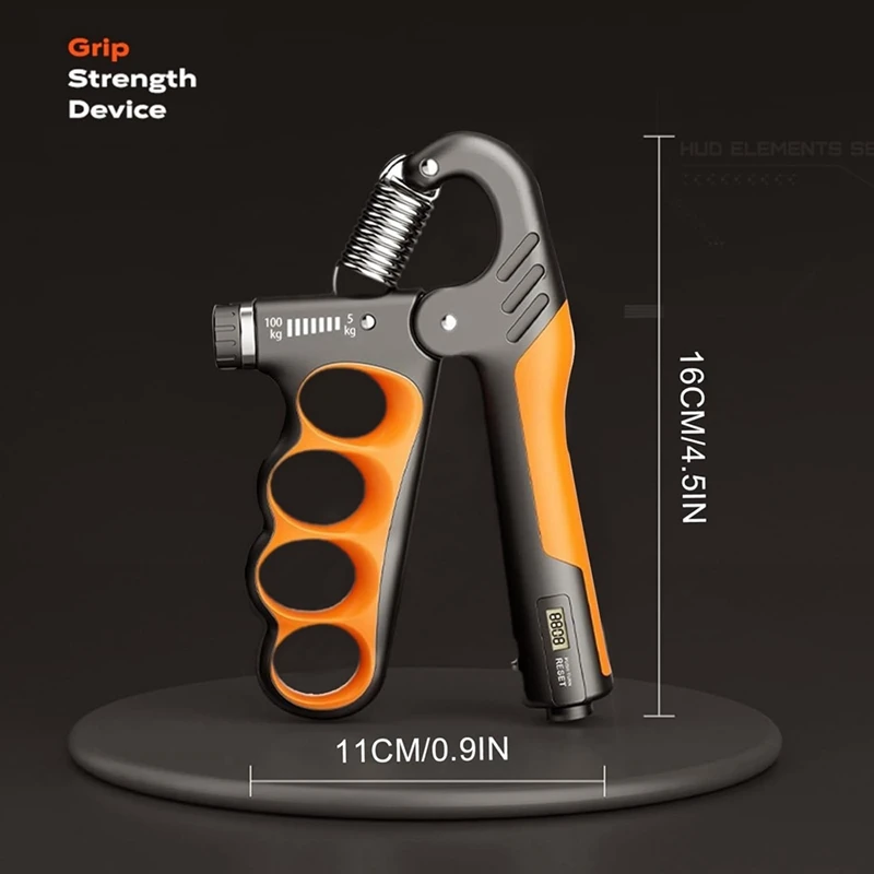 11-220 Lbs Hand Grip Strengthener For Men Women Adult Muscle Recovery Fitness Orange