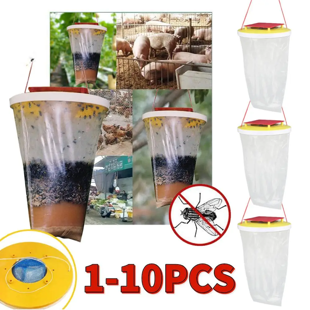 Fly Trap Hanging Insect Fly Attract Catcher Bag Non Toxic Pest Control Bug Trap Bag for Parks/Canteens/Restaurants/Farms Outdoor