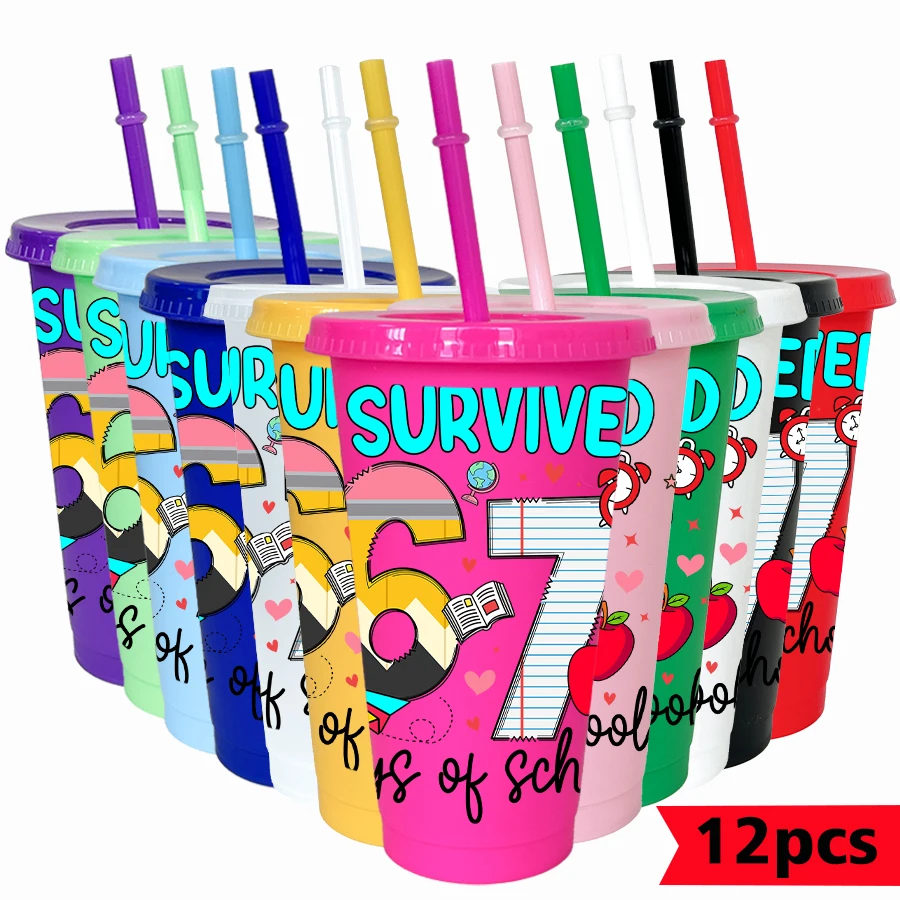 

12Pcs/pack heart pattern 26oz colorful plastic tumbler birthday party drinking utensils homecoming water cup
