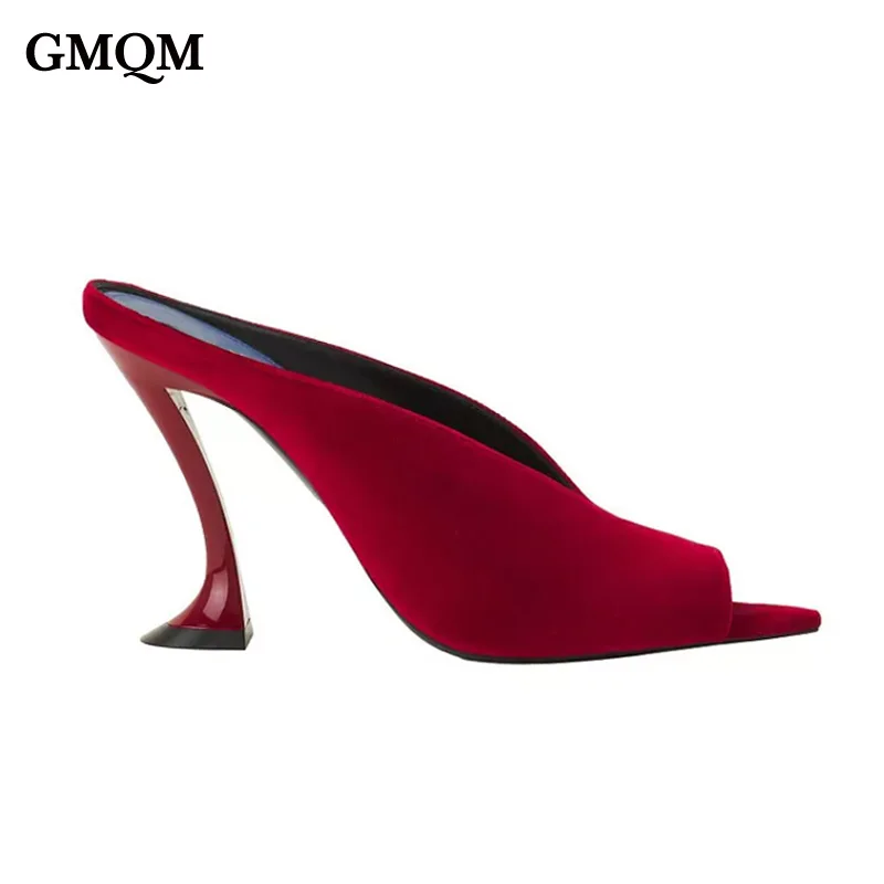 

GMQM 2025 Ladies' Fashion Shallow Pointed Peep Toe Backless Stiletto Heeled Sandals Elegant Design For Dress Party Date Outfits