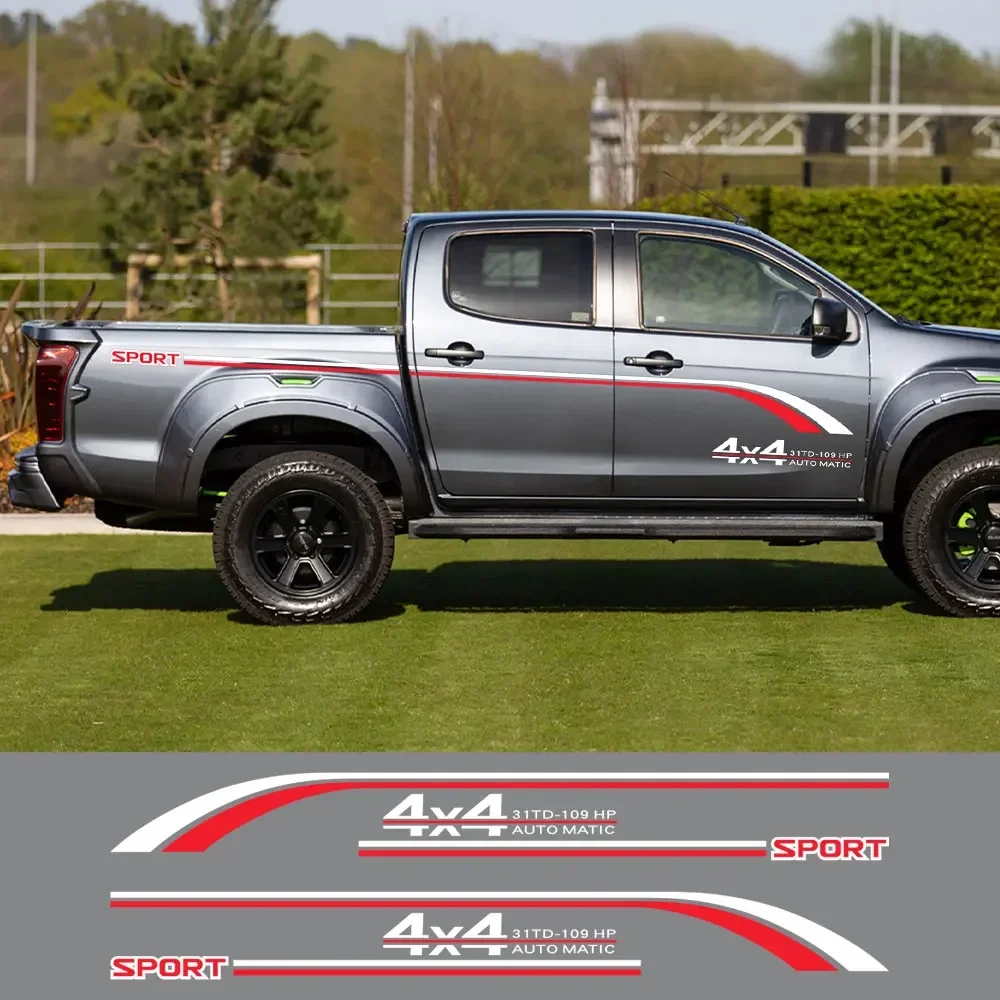 Pickup Door Side Decals For Isuzu D Max Dmax D-Max Car Stickers Truck Waist Line Vinyl Film Custom Decor Cover Auto Accessories