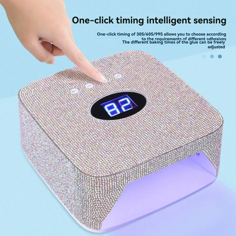 A36T-S50 Lampada per unghie LED wireless diamantata - 30 perline, doppia luce, lampada polimerizzante per manicure ricaricabile Spina UE