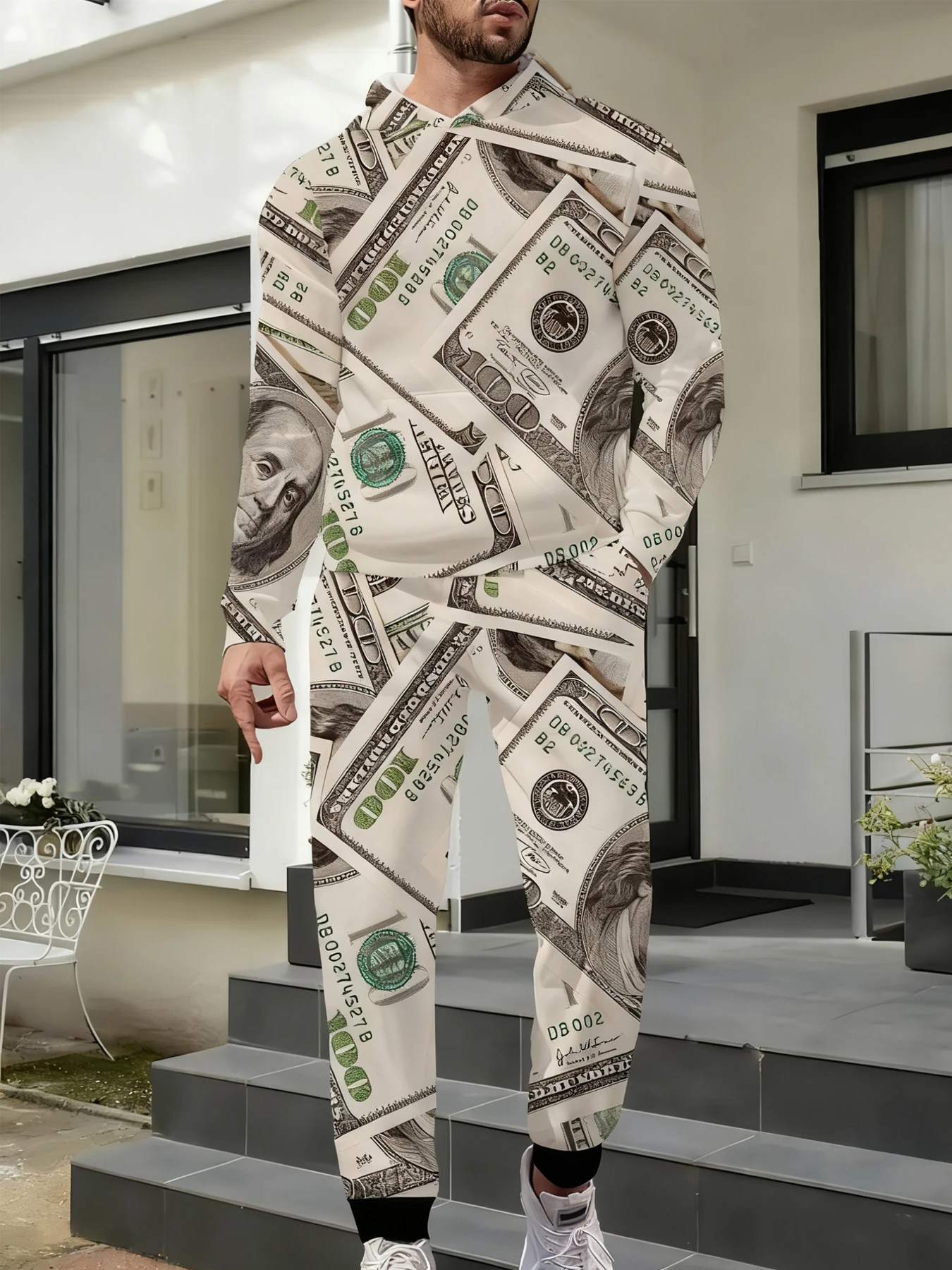 جديد وصول عادية الشتاء الخريف الدولارات ثلاثية الأبعاد مطبوعة هوديي وسراويل مجموعة رياضية 2 قطعة مجموعة ملابس رياضية الرجال الملابس الدعاوى