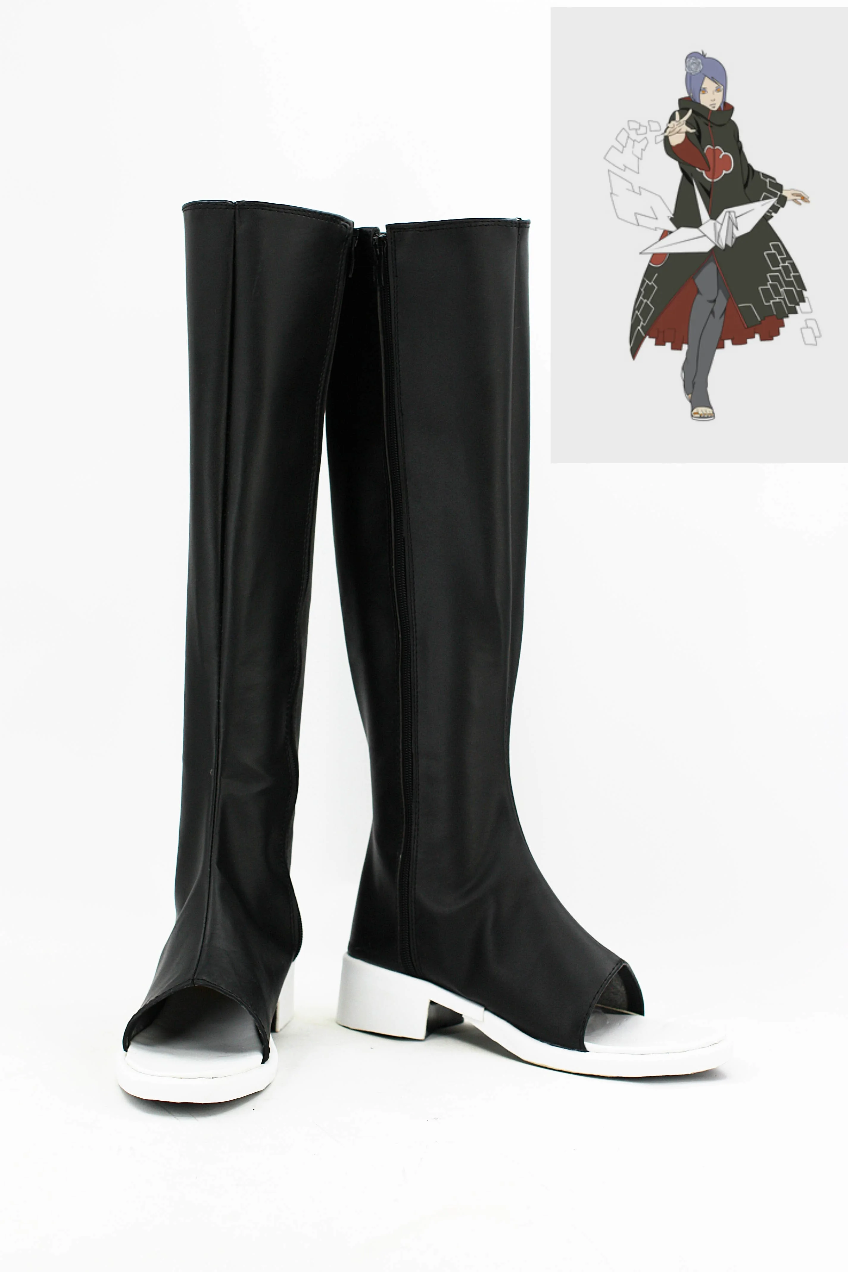 

New Ninja Anime Konan Cosplay Shoes Boots Halloween Carnival Party Black PU Leather Boots
