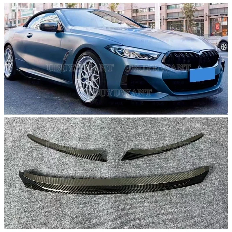 3 Pcs For BMW 8 Series G14 G15 G16 840i 2020 - 2025 Front Bumper Splitter Lip Car Diffuser Body Kit Spoiler Carbon Fiber