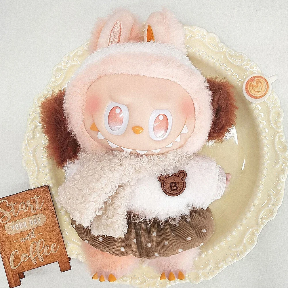Para muñeca Labubu V1 V2 V3 de 15-17cm, decoración de muñecas multiestilo de dibujos animados, Mini atuendo, ropa, accesorios para muñecas