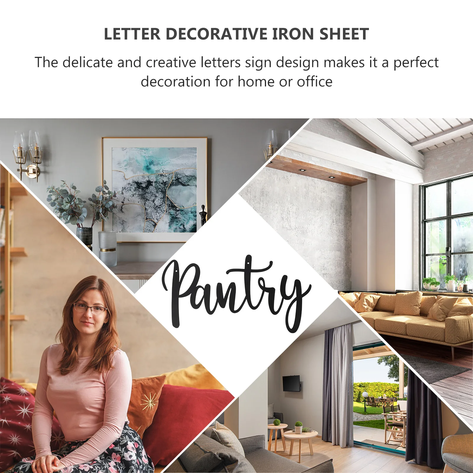 

1set Large Iron Letter Hanging Decor for Home Office Elegant Black Adornment Sign Unique Wall Ornament Metal Decoration