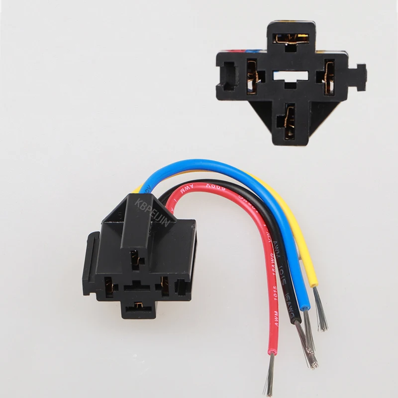 2x For Car Truck Van Relay Socket Bakelite With 4 Wires Connector Wiring Harness Accessories