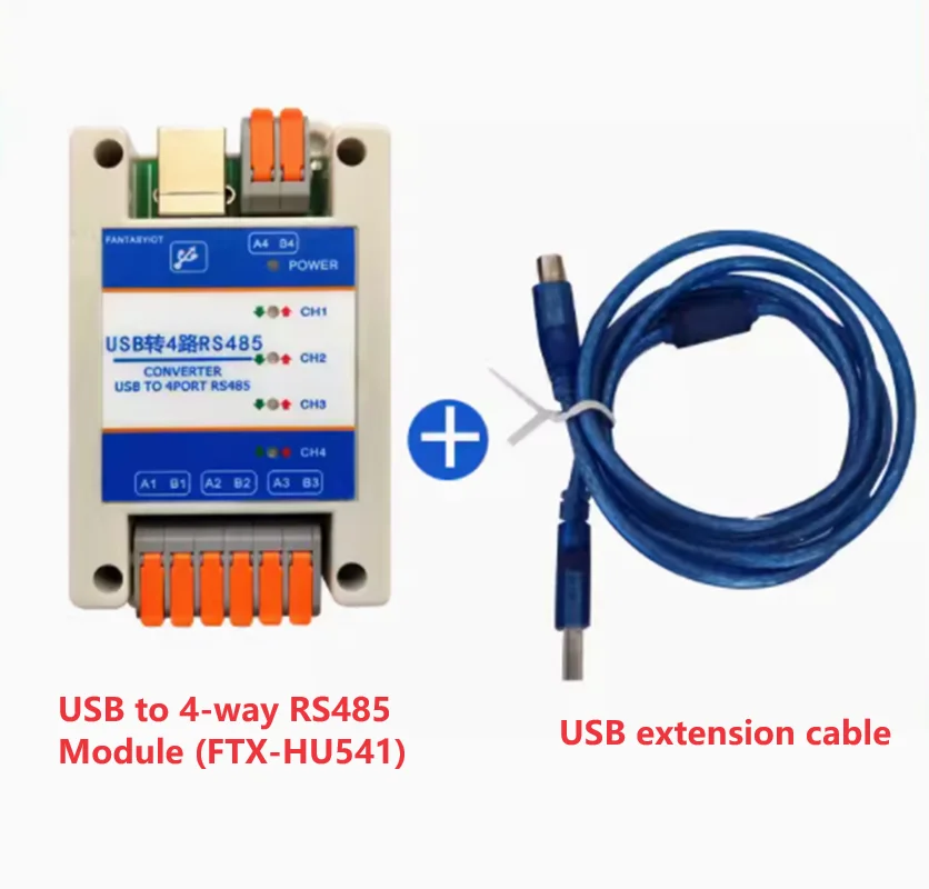 USB to 4-way RS485 converter, 4-port RS485 serial cable, serial communication module, four COM ports, industrial grade