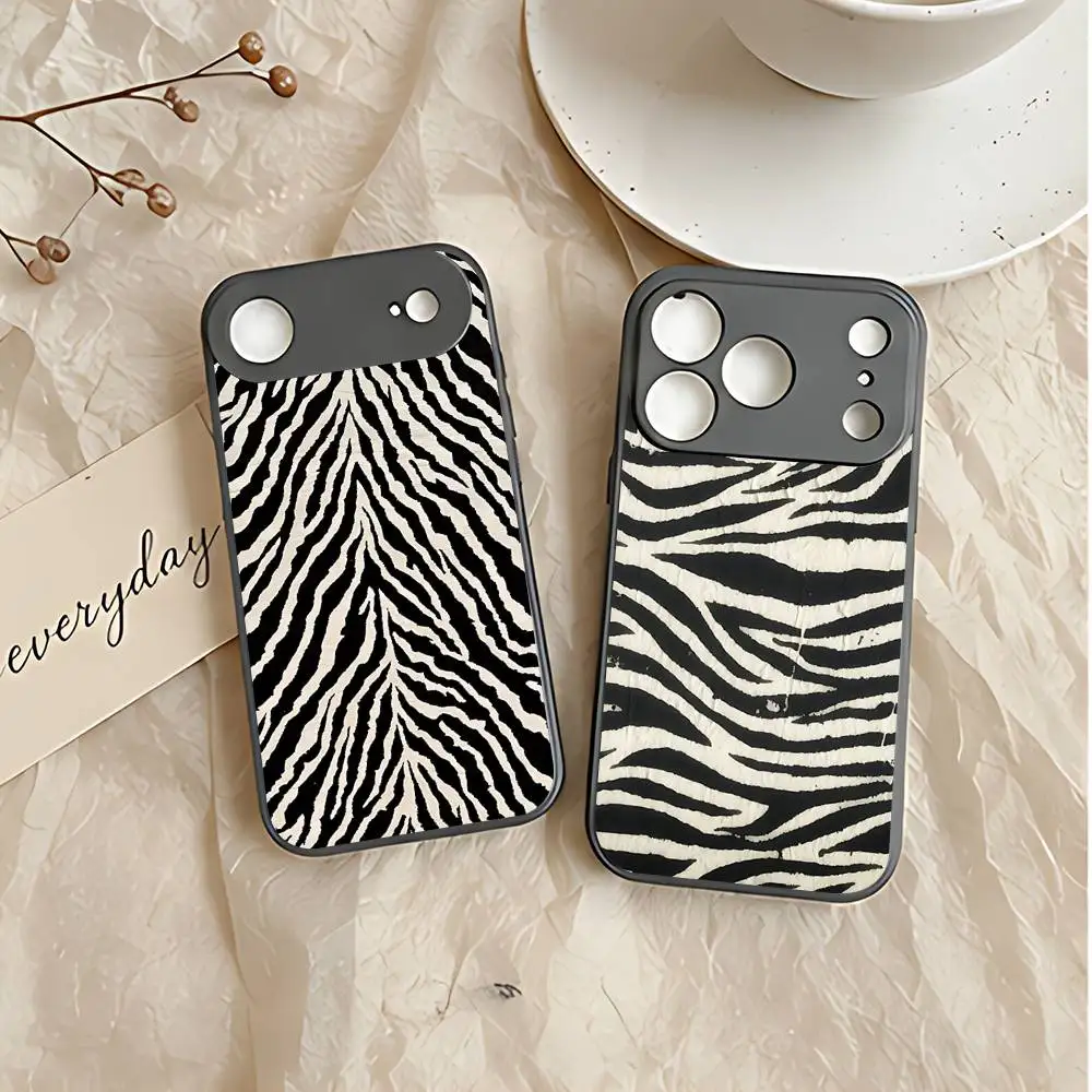 Zebra-Print Silikonhülle für iPhone 17 Pro 15 13 14 16 11 12 Pro Max Plus Weiche Schutzhülle