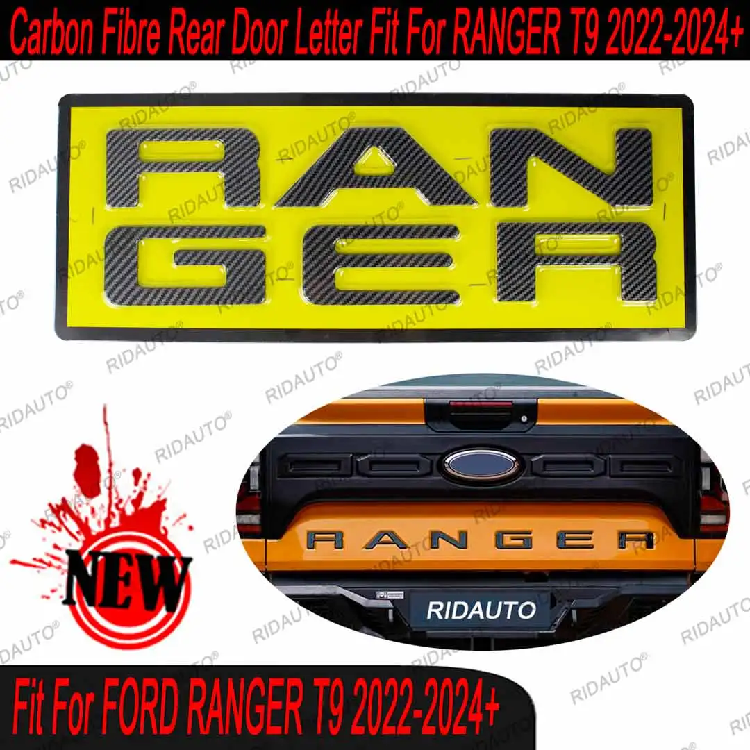 ABS 3D Emblem Carbon Fibre Fit For Ford Ranger T9 2022 2023 2024+ Wildtrak Sport XLT XL+ XL Back Door Logo Letters