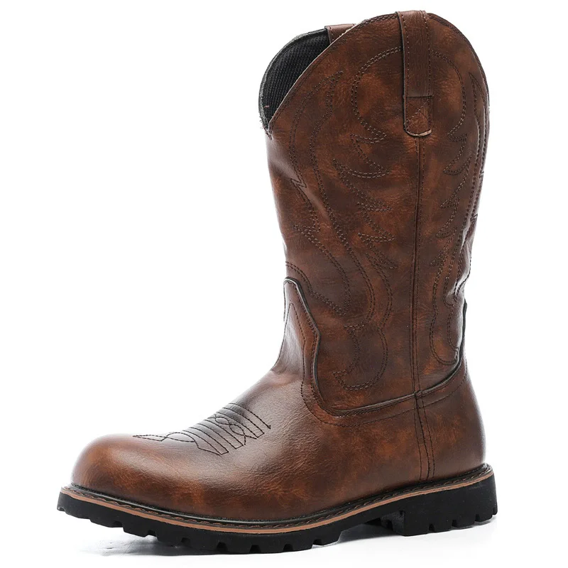 أحذية رجالية جلدية مقاومة للماء برباط علوي قصير للكاحل منصة خارجية عالية الجودة على طراز دراجة نارية