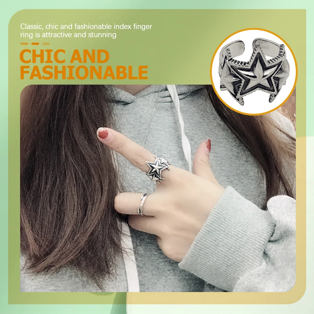 الخماسي الدائري خمر هيكل مفتوح قابل للتعديل أسلوب فاسق خمسة أشار فنجر مجوهرات الزخرفية الذكور المفصل