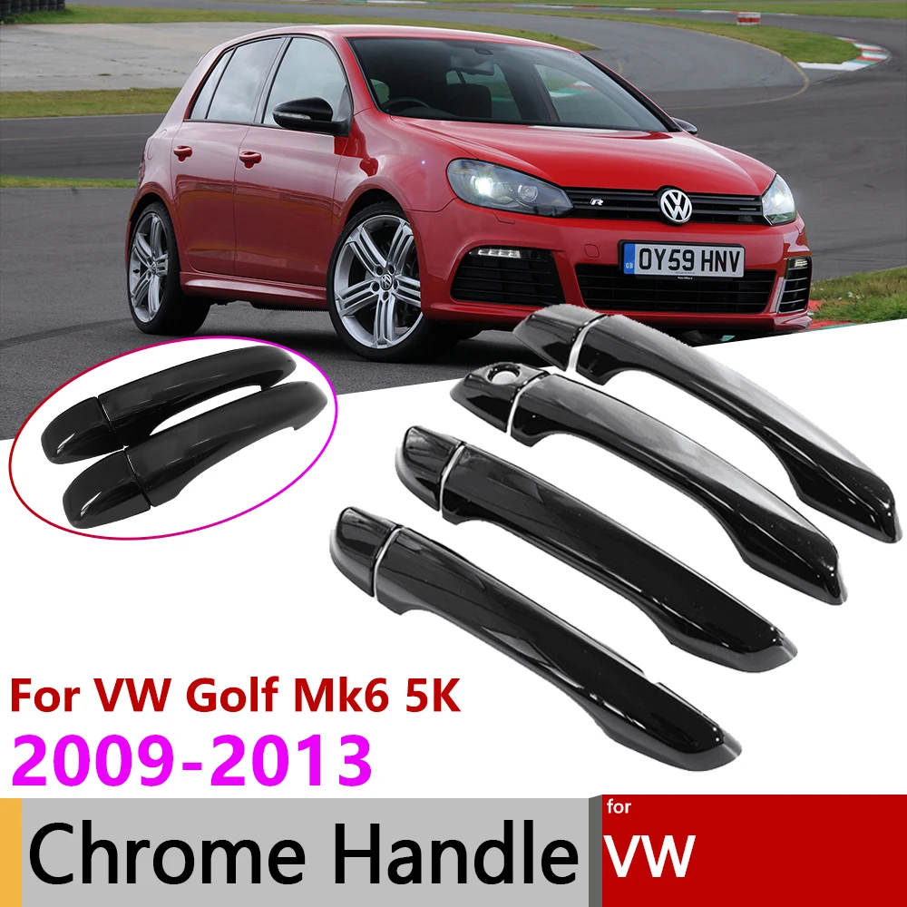 

For Volkswagen VW Golf Mk6 5K Jetta SportWagen 2009 2010 2011 2012 2013 Gloss Black Door Handle Cover Car Exterior Accessories