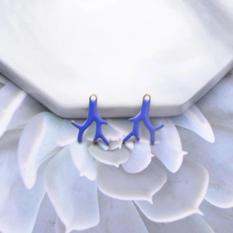 30 Stück beidseitig emaillierte Kupferzweig-Anhänger, öltropfende Zweige, Halsketten-, Armband- und Anhänger-DIY-Schmuckzubehör – Detail 11