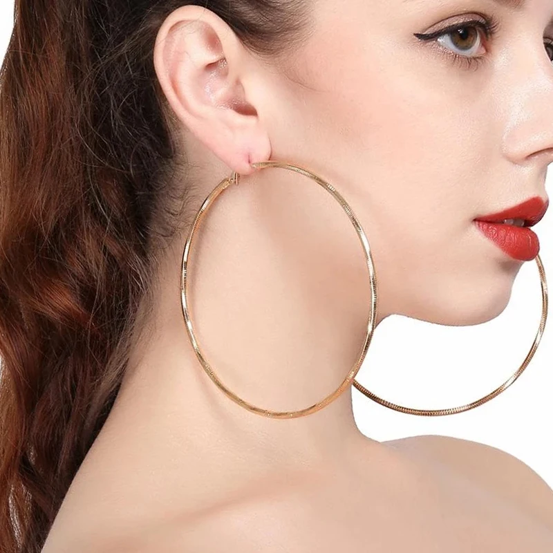 Big Hoop Earrings For Women Brincos Gold Silver Color Statement Jewelry Trendy Big Smooth Round Circle Geometric Earrings 2022