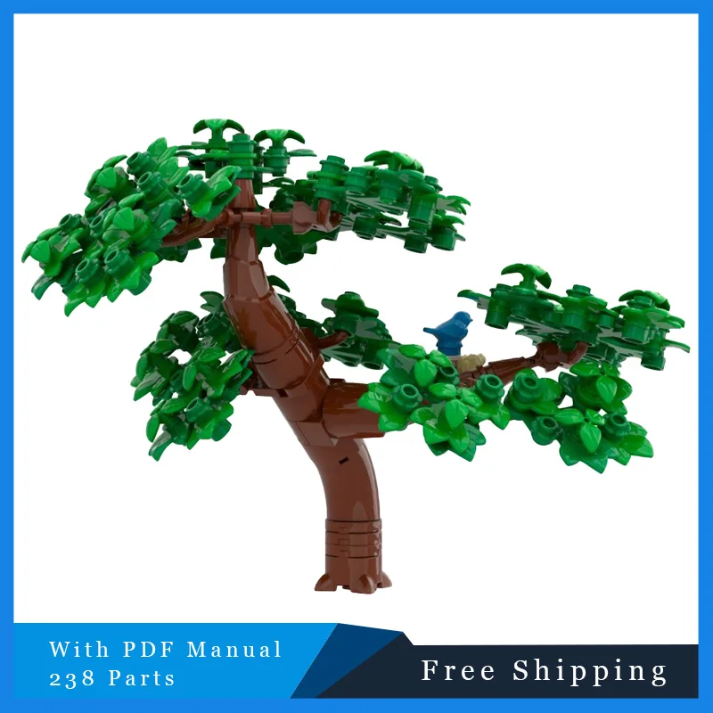 

238 деталей MOC, вид на улицу, зеленое маленькое дерево, модульные блоки, модель, образовательные игрушки для самостоятельной сборки, подарки для детей