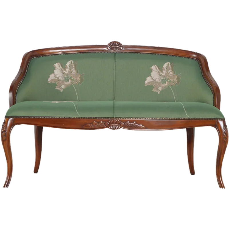 

American style double sofa chair coffee shop leisure peach core solid wood art chair