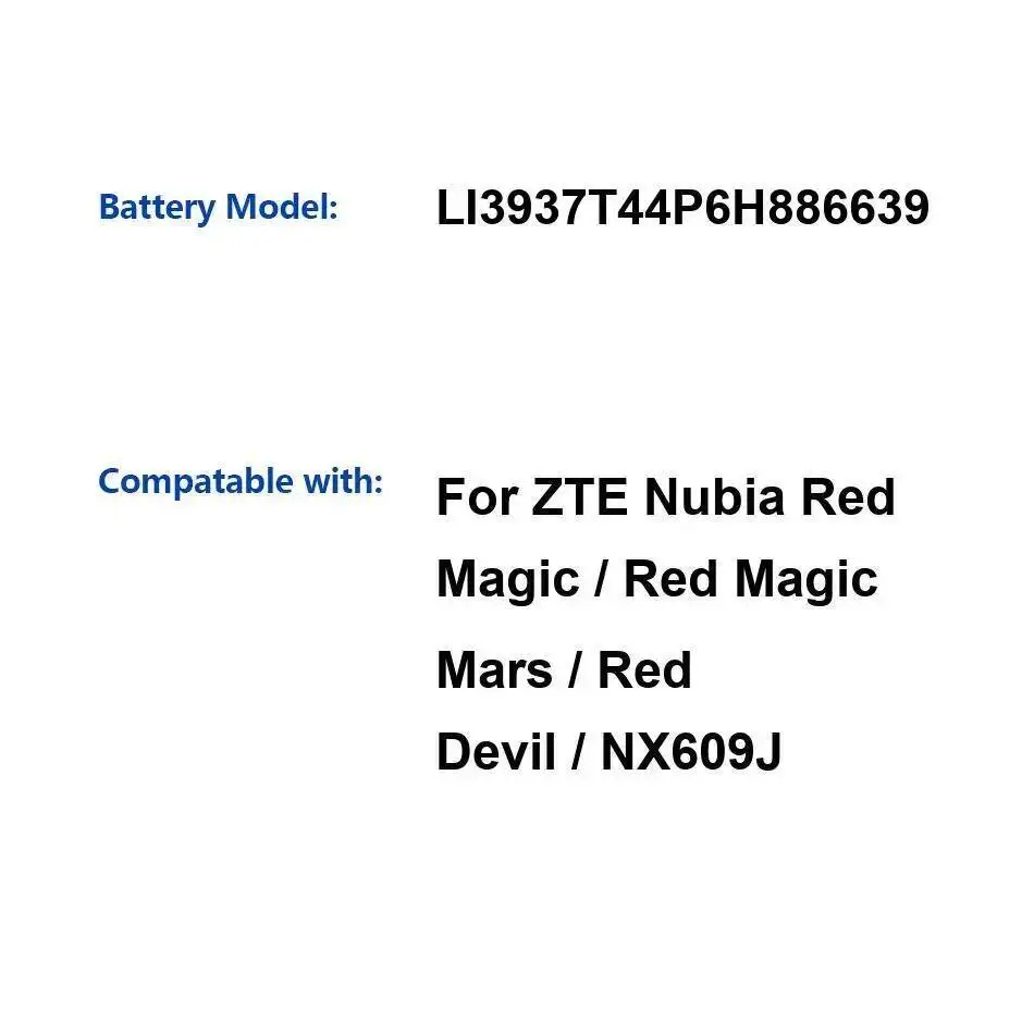 

3800Mah Long Lasting Reliable Power Supply Mobile Phone Battery LI3937T44P6H886639 For Zte Nubia Red Magic Mars Devil NX609J