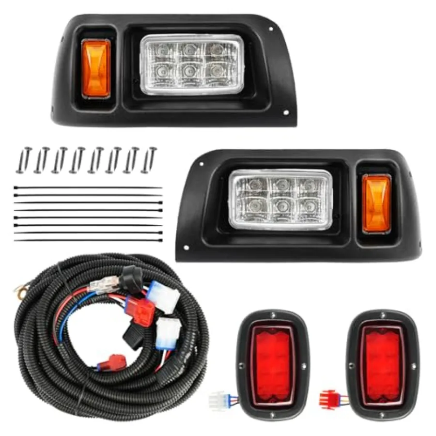 

Комплект светодиодных фар и задних фонарей 12 В для гольф-кара 1993 г.в. с модифицированной сборкой. Улучшенная видимость и долговечность для выхода.