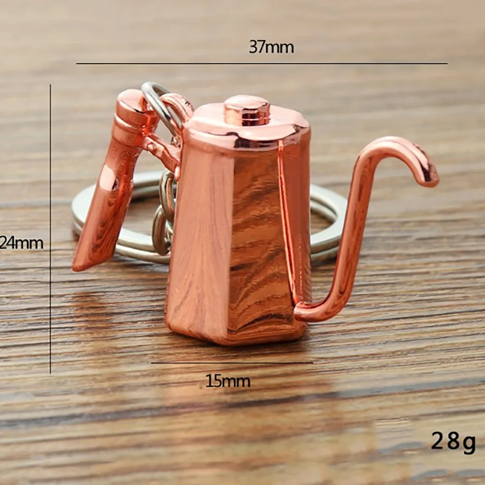 Metal 3D Creative Coffee Keychain Mini Cute Coffee Handle Keyring Creative Accessories Creative Barista Coffee Keychain