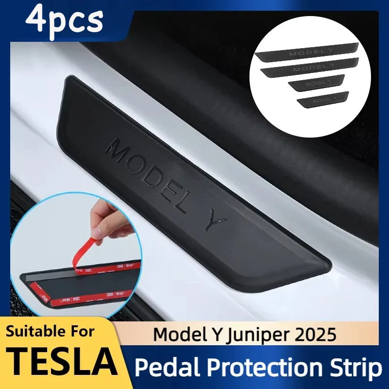 

Door Sill Cover Protection Anti-dirty Strip For Tesla Model Y Juniper 2025-2026 Anti-Scratch Welcome Pedal Guard Car Accessories