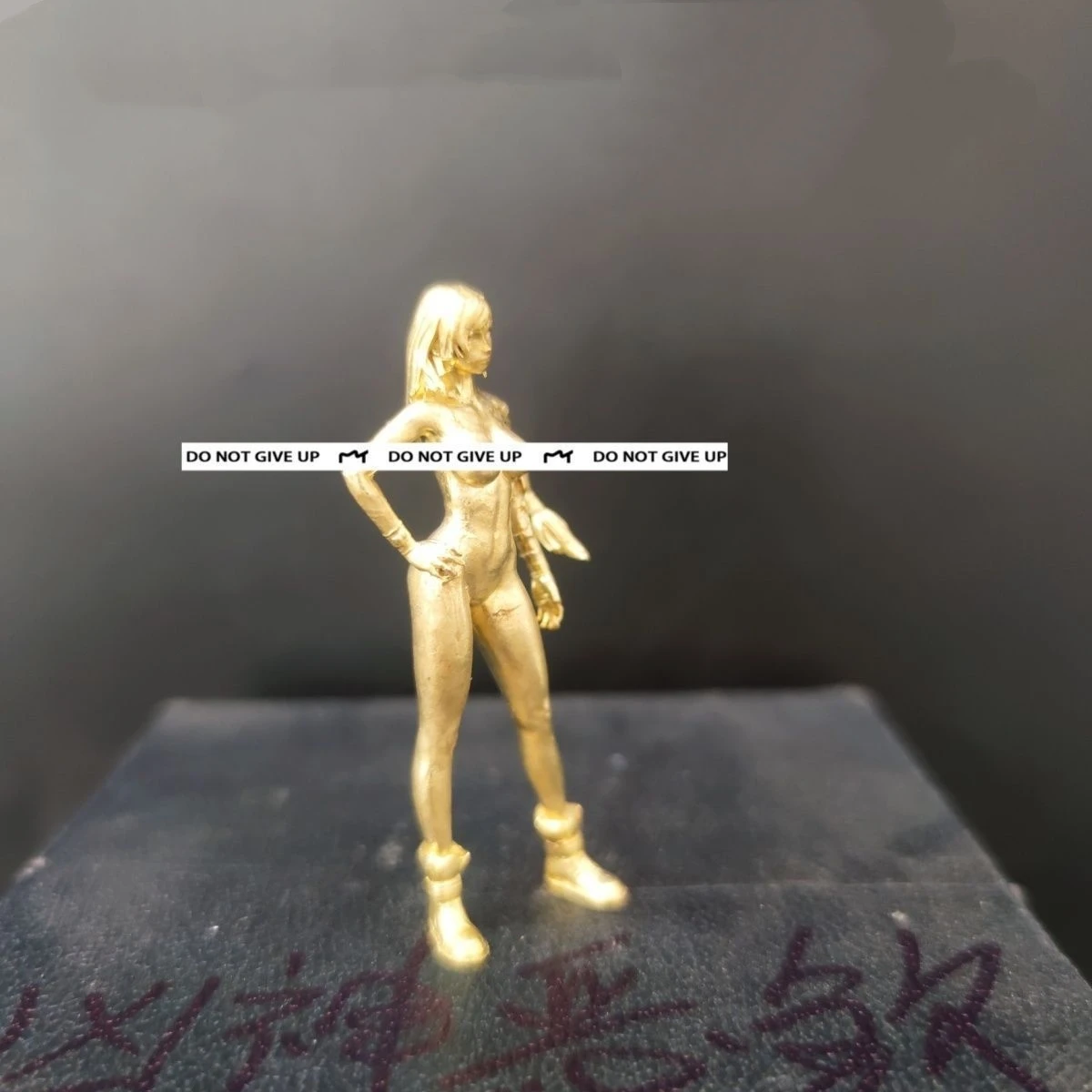 Copper Mini Anime Statue - Long Hair Female Character Collectible Figurine | Desk Decor, Tiny Home Ornament, Desk Accessory​