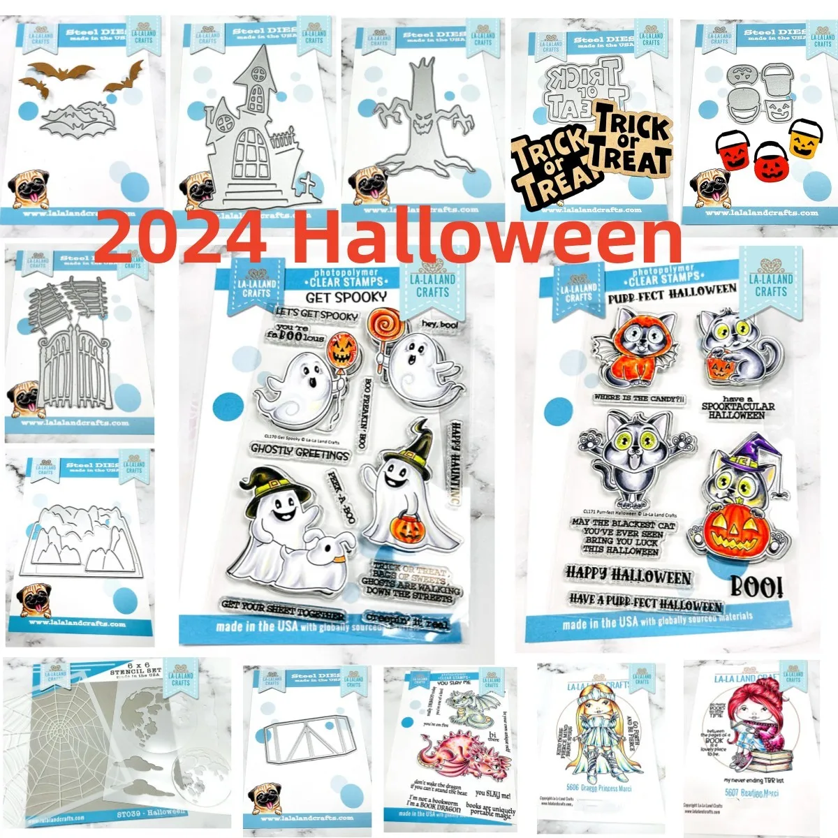 2024 Strega Spooky House Pipistrelli Metallo Fustelle Francobolli trasparenti Stencil Decorazione fai da te Scrapbook Carta Regalo di Halloween