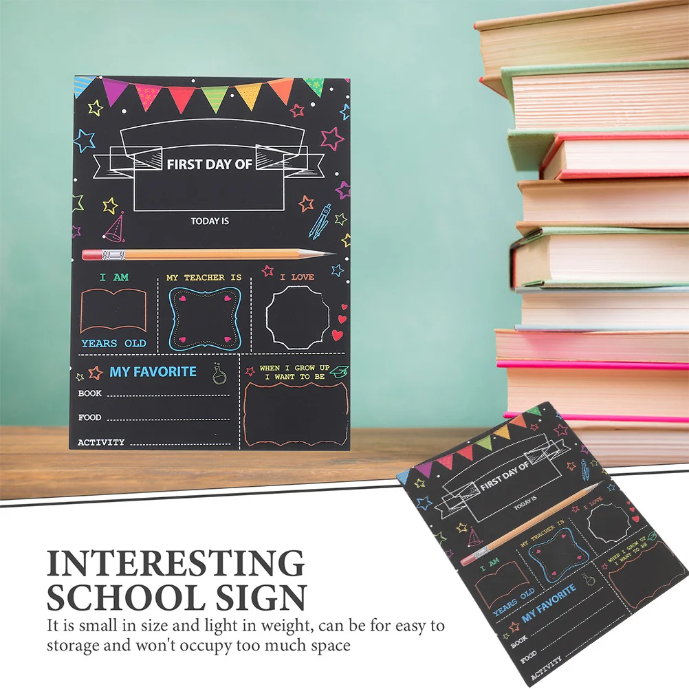 

First Day Chalk Board Compact Creative Wooden Chalkboard Pendant Reusable for School Sign and Rustic Classroom Decor