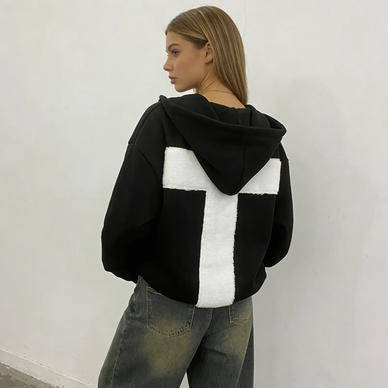 

Street Harajuku Gothic Vintage 2000s Y2K Zipper Hooded Sweatshirt Unisex Black Oversized Zip Up Hoodie Streetwear Sweatshirt