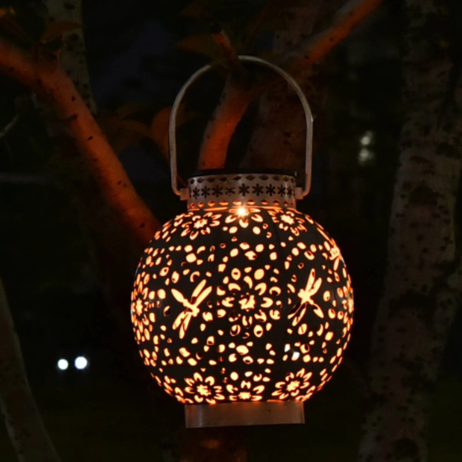 Handheld Lantern Solar Hanging Lantern Lighting Metal Cordless for Garden, Courtyard