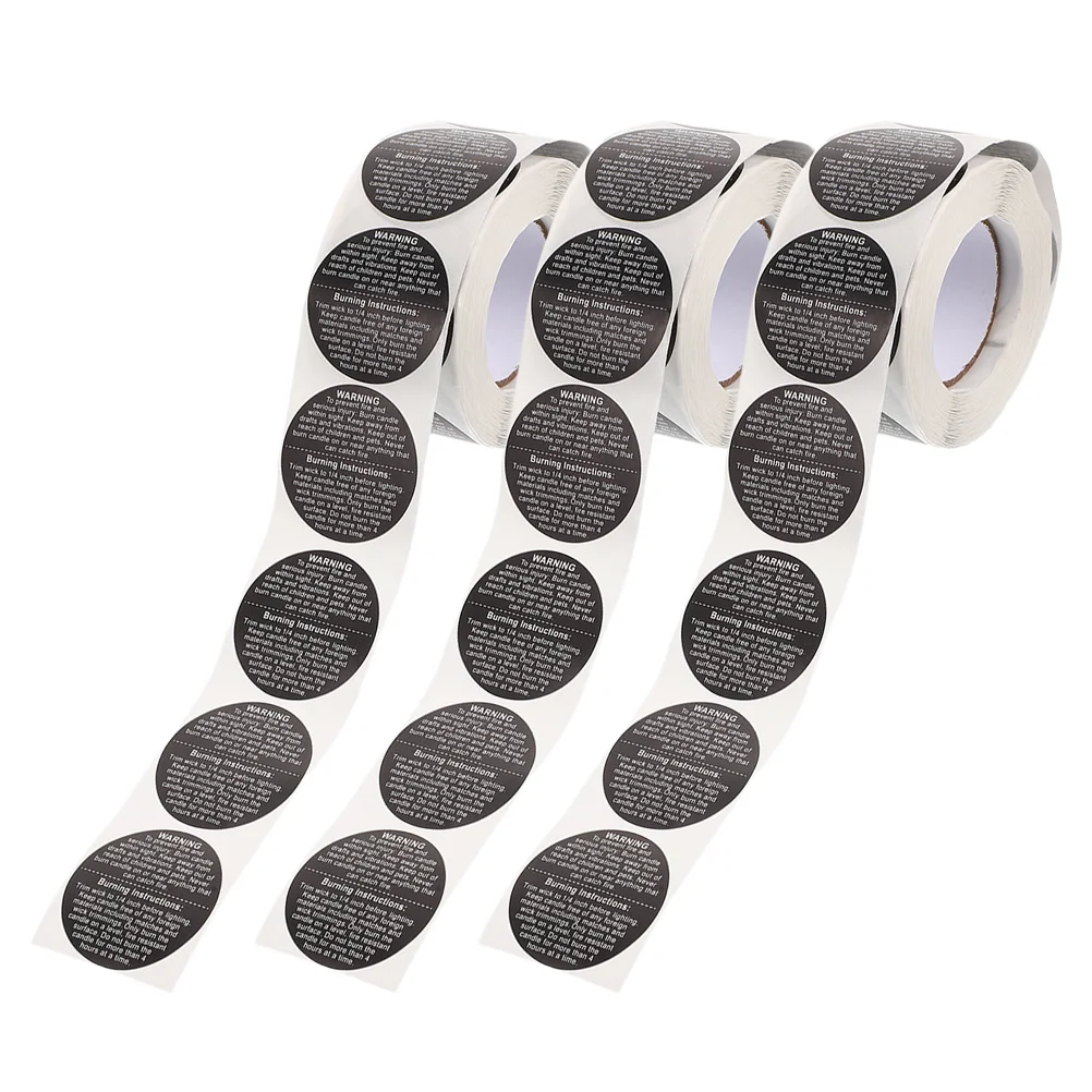 

3 Rolls Packaging Warning Stickers Self-Adhesive for Handmade Scented Safety Labels Self-Adhesive Stickers