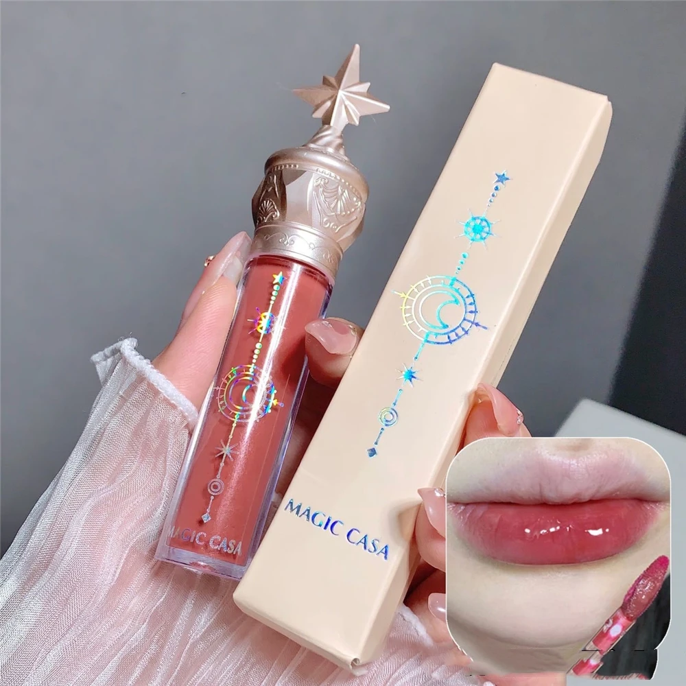 6 Colors Angel Girl Mirror Matte Liquid Lip Gloss Moisturizing Long Lasting Red Pink Lip Gloss Glaze Cute Makeup Product 1Pcs