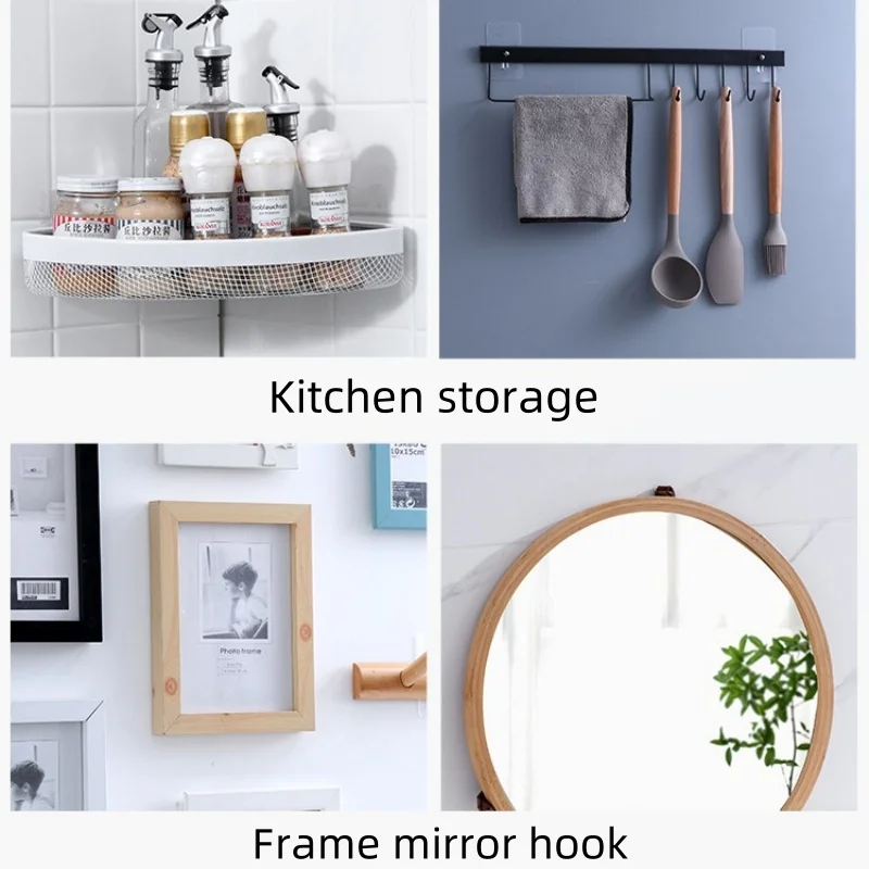 10/50pcs Self-Adhesive Hook Strong Adhesive Picture Frame Nails Hooks Transparent Seamless Wall Hangers Hanging Clock