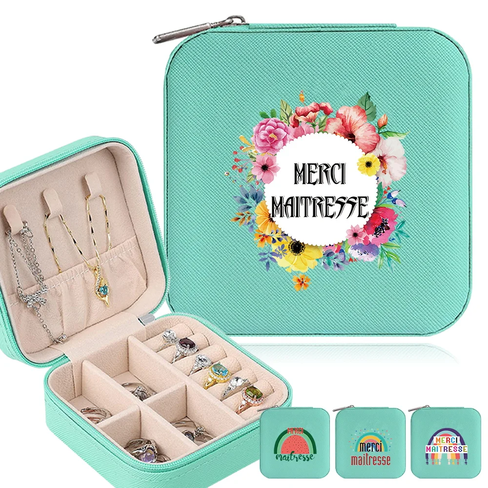 

Jewelry Storage Box Fashionable Mini Square Jewel Case Portable Zipper Bracelet Earrings Jewels Storage Boxes Maitresse Printing