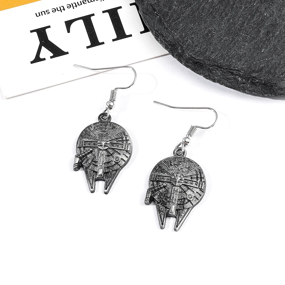 Retro Spaceship Warship Design Earrings Unisex Cosplay Jewelry Movie Periphery Accessory for Men Women Gift