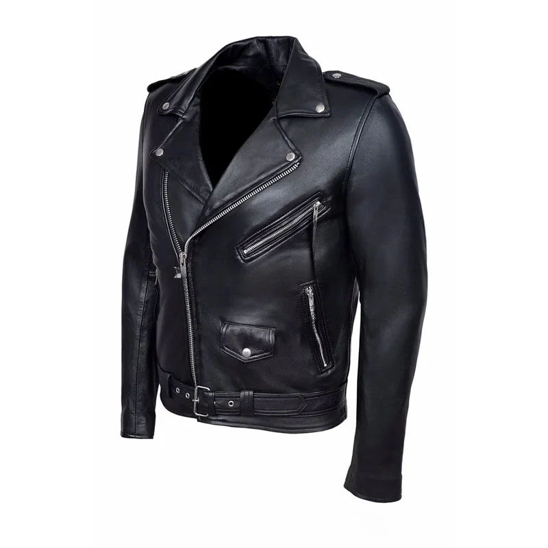 Chaqueta de cuero sintético para hombre, abrigo informal de motocicleta, ajustado, con cuello, a la moda