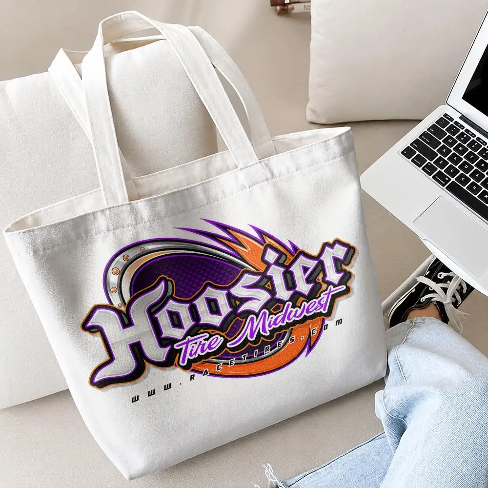 H-Hoosier Racing Storage Bags 2PC Canvas Tote Bag Set with Zipper Handbags Makeup Pouch Set Travel Bag